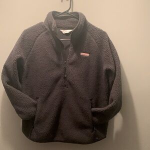 Vineyard vines plush teddy high pile quarter zip pullover fleece Black XXS EUC